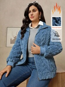 Zelara 大码女装秋冬装咖啡棕色双面珊瑚万圣节老钱风格女装哥特式大码女装万圣节服装女式羊毛连帽长袖秋冬夹克