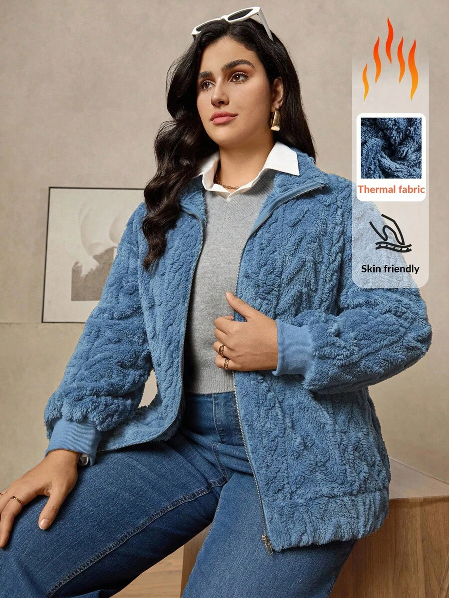 Zelara 大码女装秋冬装咖啡棕色双面珊瑚万圣节老钱风格女装哥特式大码女装万圣节服装女式羊毛连帽长袖秋冬夹克