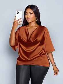 SOLERSUN Plus Size Blouses - Brown - View 5