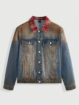 Street Life Men's Fashion Button Punk Pocket Denim Shirt