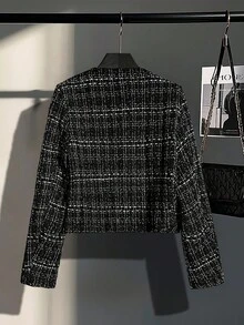 SHEIN Clasi 女士金属纽扣装饰长袖羊毛夹克