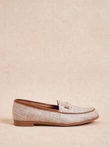 Rosivie Women's Metal Decor Casual Slip-On Loafers For Daily Commute - Brown - View 4