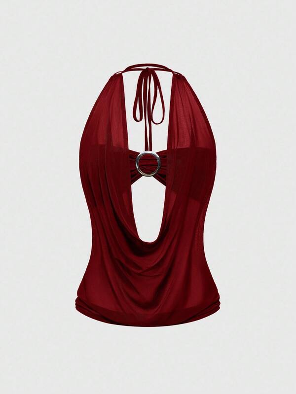 ROMWE Hippie Top sin tirantes de estilo callejero con cuello profundo y espalda descubierta, estilo retro Y2K (incluye forro de camiseta)