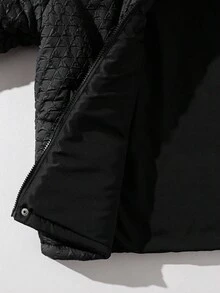 Teen Boy Letter Graphic Zip-Up Hoodie Casual Winter Jacket Fall - Black - View 3