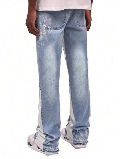 Street Life Jeans acampanados con parches y desgaste de moda para hombres