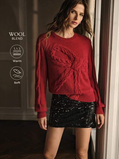 MOTF PREMIUM 纯色绞花针织蝴蝶结毛衣