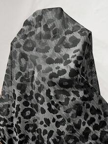 SHEIN LUNE 大码女式豹纹修身长袖上衣 - 深灰色 - 查看 11