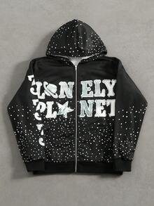 Manfinity EMRG Áo nỉ có mũ in chữ thường ngày cho nam, Thu/Đông - Nhiều màu - Xem 1