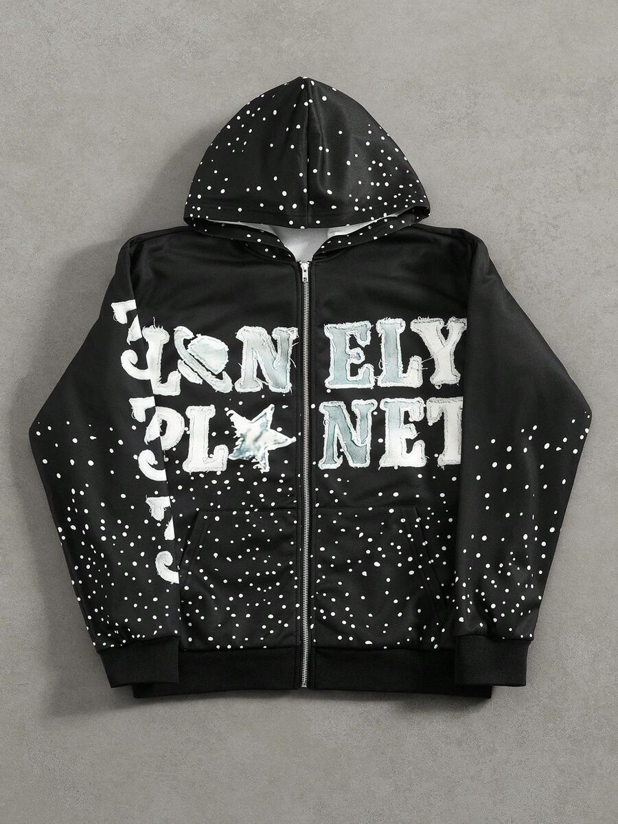 Manfinity EMRG Áo nỉ có mũ in chữ thường ngày cho nam, Thu/Đông - Nhiều màu - Xem 1