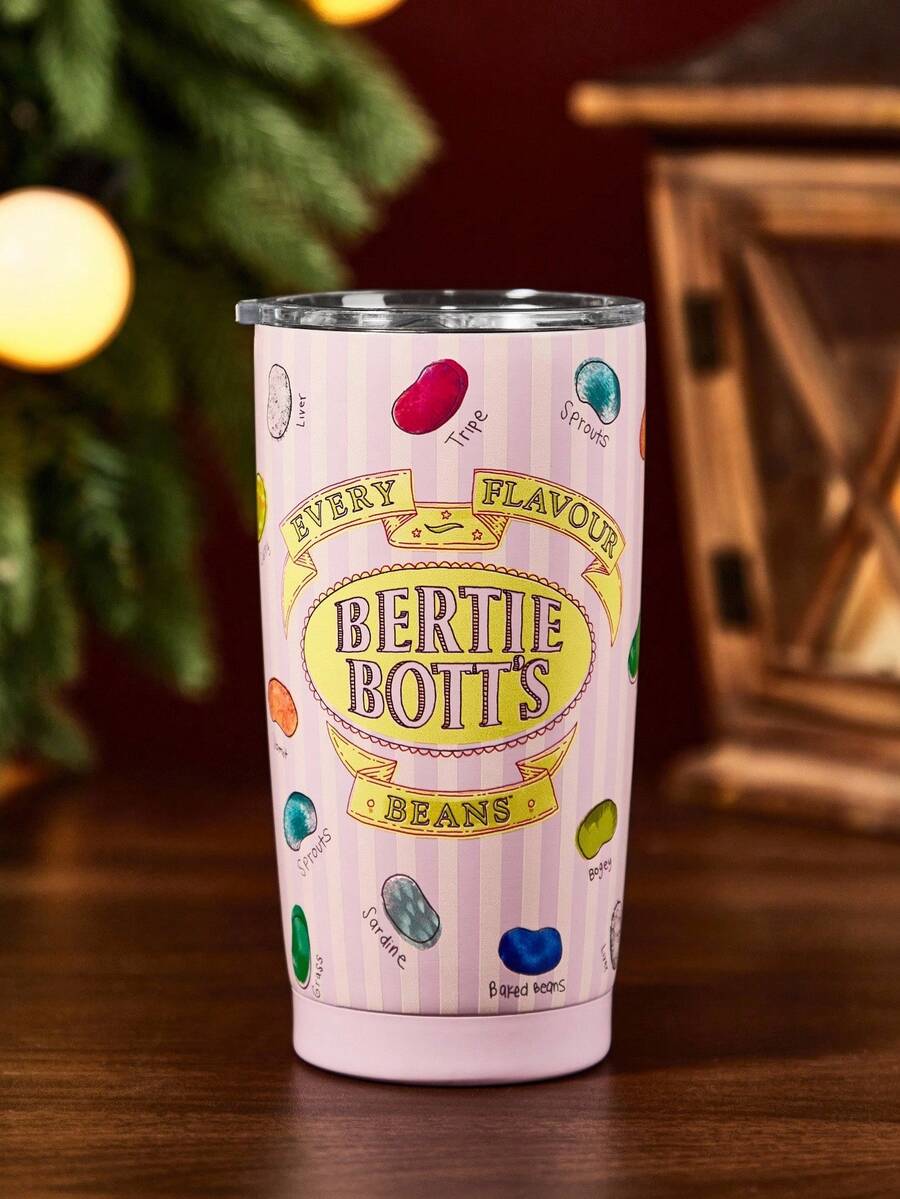 HARRY POTTER X SHEIN 20 Oz / 600 Ml Letter Graphic Stainless Steel Flat Bottom Insulated Cup With Cup Lid, Gift For FriendsChristmas