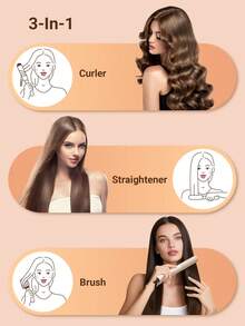 Teckwe Upgraded Straightening And Curly Comb, Hair Straightener Brush, Million Negative Ionic Portable Hair Straightener Comb, Touch-Up Combs For Less Frizz-US Plug