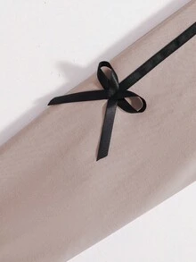 SHEIN Tween Girls Casual Resort Comfy Simple Preppy Cute Bow Contrast Color Tape 2 Pieces Set Young Girls Sets Fall Winter - Camel - View 4