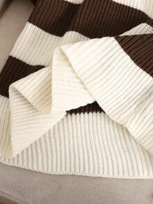 SHEIN Tween Girl Casual Ribbed Turtleneck Sweater, Collegiate Style, Autumn/Winter Fall - Brown - View 6