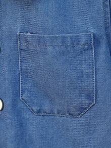 Genkimix Kids YoungBoys Casual Long Sleeve Denim Set, Featuring Minimalist & Loose Lapel, Practical Side Pockets On Front, Paired With Comfortable Pants, Showcasing Simple And Elegant Design, Suitable For Everyday Wear, School, Travel And Leisure In Spring And Autumn