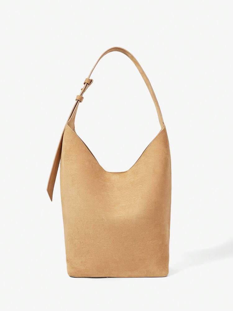 SHEIN Maija Ladies, Women Shoulder Bag, Hobo Bag, Tote Bag, Suede, Fashionable, Elegant, Simple, Personalized, Versatile, Classic, For Commute, Office, Date, Daily, Shopping, Afternoon Tea(Adjustable Shoulder Strap)