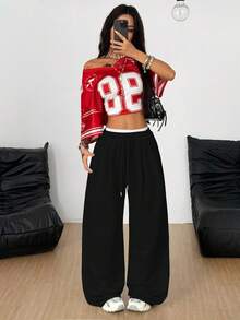 Coolane Fall Clothes For Women Streetwear Going Out Casual Sport Basic Essentials French Grey Elastic Waistband Straight Pants