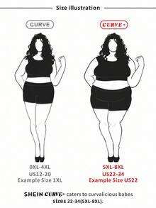 SHEIN CURVE+ 大码女式冬季长袖抽绳腰蓬松连帽外套 - 黑色 - 查看 3