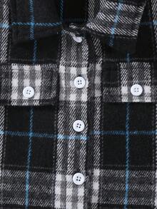 Souflis Souflis 男婴格子印花翻盖单排扣休闲上衣 - 黑色 - 查看 4