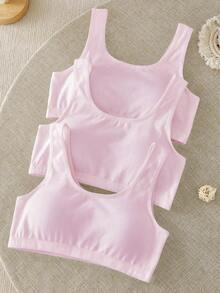 3件套女童纯白色休闲简约棉质软垫胸罩