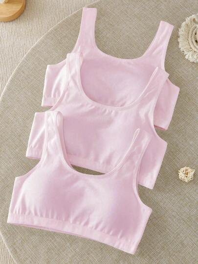 3件套女童纯白色休闲简约棉质软垫胸罩