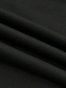 SHEIN 少女休闲皇家黑色针织标语不对称肩部印花短袖修身上衣，酷炫、基本款、日常、百搭、运动时尚夏季上衣，开学季，秋冬校服 - 黑色 - 查看 5