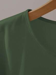 Franclia Elegant Short Sleeve Round Neck Ruffle Tie Bow Combination Khaki Women Blouse, Spring/Summer - Army Green - View 6