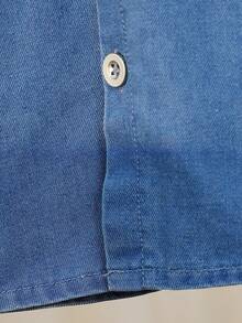 Genkimix Kids YoungBoys Casual Long Sleeve Denim Set, Featuring Minimalist & Loose Lapel, Practical Side Pockets On Front, Paired With Comfortable Pants, Showcasing Simple And Elegant Design, Suitable For Everyday Wear, School, Travel And Leisure In Spring And Autumn