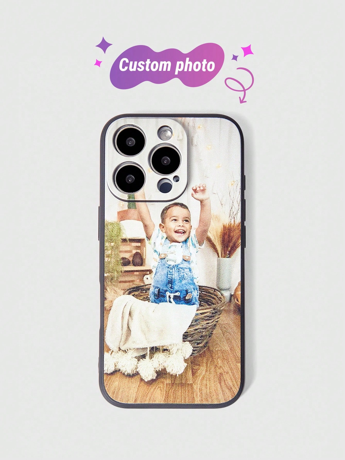 1pc Fashionable Personalized Black Soft Phone Case Customized With Various Life, Family, Scenery, Wedding Photos Cat, Floral Khaki, Clear Fashionable, Stylish, Colorful, Matching Phone Cases, Contracted Custom, Personalized, Unique, Gifts For Friends For Mother's Day Phone Cover