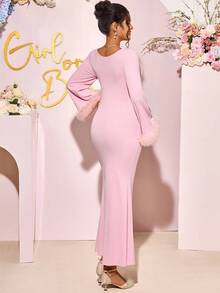 Loomaby Maternity Dresses,Gender Reveal Dress,Maternity Dress, Baby Shower Dress Maternity Photoshoot Dress Pregnancy Dress Long Sleeve Maternity Dress Pink Maternity Dress Maternity Gown