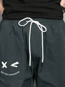 Claim Dot Men's Cartoon Printed Flap Pocket Cargo Pants, Fall - Grey - View 7