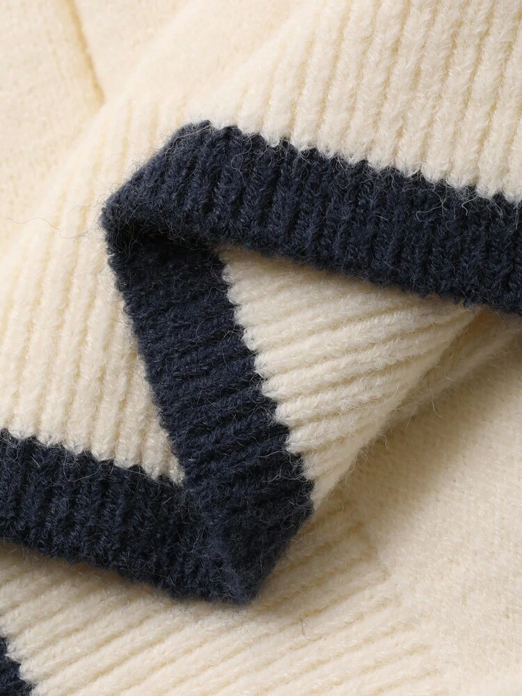 Women's Loose Fit Colorblock Casual Sweater, Autumn