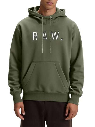 G-Star كنزة صوفية كنزة رجالية ذات كابوت أخضر من فولكانيك RAW