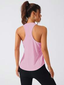 Easithlete 女士纯色圆领无袖宽肩带休闲百搭健身运动T恤 - 彩色 - 查看 2