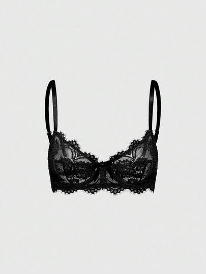 Goth Soutien-gorge triangle à armatures avec dentelle florale pour femmes