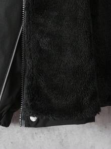 Vacaura Chaqueta con capucha con cremallera, forro térmico y rayas reflectantes para niño preadolescente, cálida y cómoda para actividades al aire libre, otoño/invierno - Negro - Ver 8