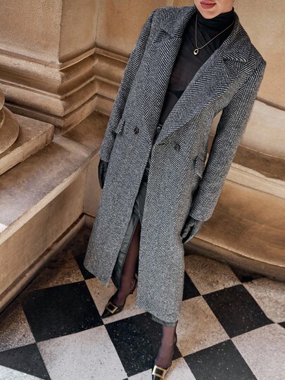 Lavishia Women's Casual Business Minimalist Long Sleeve Wool Overcoats In Fall/Winter Women's Winter Coat Elegant Gray Coat