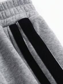 Dazy Petite Plus Contrast Color Patchwork Loose Sweatpants, Gray, All Season Fall - Grey - View 3