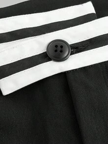 SHEIN MOD Black Asymmetrical Waistband Retro College Style Versatile Women Suit Pants Fall Clothes Business Casual Women Wide Leg Dress Pants - Black - View 3