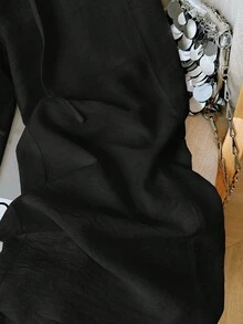 Jouncy 女式抽绳腰带骑士印花口袋宽腿宽松常规裤 - 黑色 - 查看 6