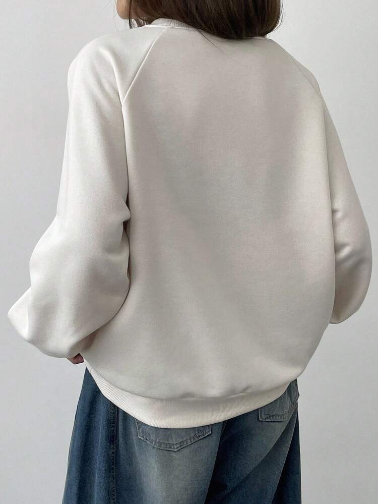 Women's Loose Fit Round Neck Long Sleeve Sweatshirt With Graphic Embroidery,Long Sleeve Tops,Fall Women Clothes