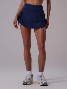 Musera Sport Sport High Rise Geraffter Bund mit Bindebändern Figurbetonter Tennis Rock Aktiv Gym Training Sommer Padel Club Fitness