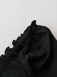 SHEIN CURVE+ Váy chắp vá buộc dây dài cỡ lớn - màu đen - Xem 5