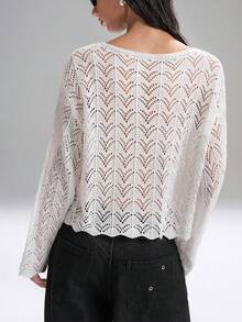 LYSMO 2025 Otoño Mujeres Estilo Edgy/Calado/Suéter/Punto/Baile de graduación/Formal/Cumpleaños/Estilo de los 90/Casual de negocios/Vacaciones/Playa/Elegante/Estilo occidental/Salir/Elegante/Y2K/Club/Oficina/Cóctel/Vintage/Ajustado/Festival rave/Divertido/Elegante/Vintage/Ropa de calle/Vacaciones/Concierto de country/Trabajo/Formal/Vacaciones de primavera/Despedida de soltero/Conciertos/Malos tipos/Básico/Graduación/Suéteres de mujer - Blanco - Ver 2