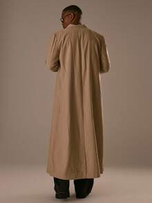 Musero Oversized Pinstripe 3D Embroidery Patch Overcoat Jacket Padded Shoulders Detailing Fall/Autumn Winter