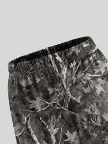 Bộ 2 món gồm áo hoodie và quần cargo cho bé trai, trang phục mùa đông, áo hoodie đen phong cách đường phố và quần cargo rằn ri, trang phục thu đông cho trẻ em. - Nhiều màu - Xem 5