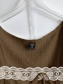 SHEIN Clasi Plus Size Elegant & Fashionable White T-Shirt, Spring/Summer - Khaki - View 4