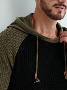 Manfinity Homme Sudadera casual con capucha, mangas raglán y cordón de ajuste, de color contrastante, para otoño - Multicolor - Ver 6