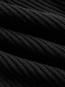 SHEIN MOD Slim Fit Open Front Sleeveless Knitted Top For Women - Black - View 3