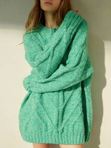 Aveloria Modichic New Fuzzy Knit Oversized Loose Pullover Sweater, Soft & Versatile - Green - View 6