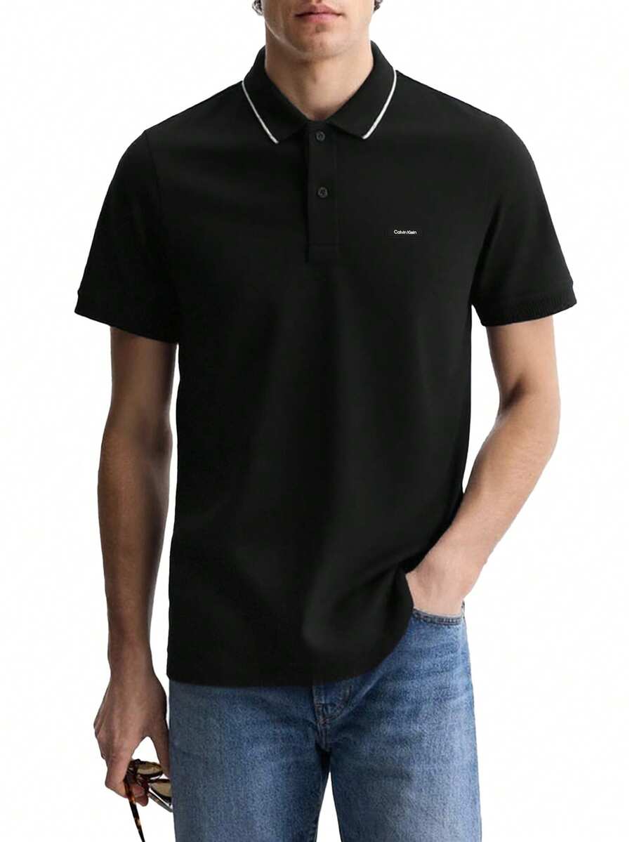 Calvin Klein Regular Fit Men's Polo Shirts Black - Black - View 1